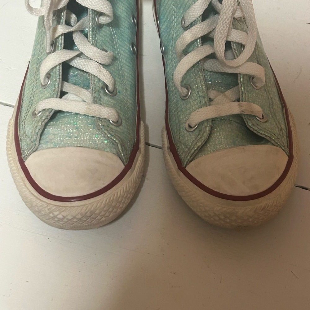Converse Kids High-Top Sneakers - Sparkling Aqua Sz 1 - Picture 3 of 4